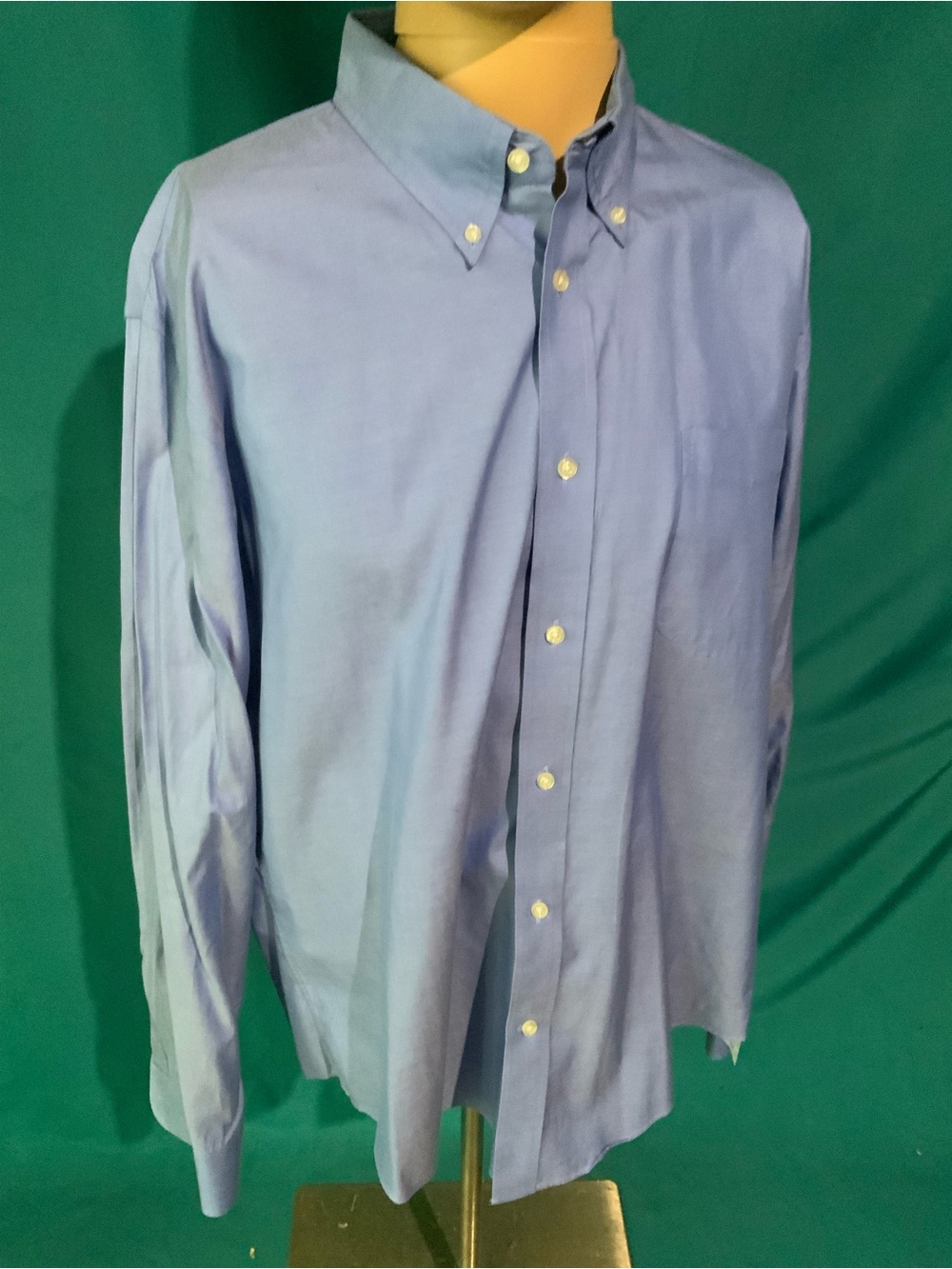 Lands' End Men's Light Blue Supima Cotton Button-Down Pinpoint Oxford, 17-35